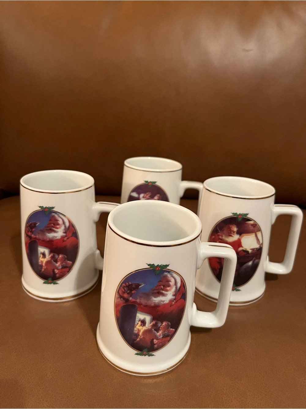 Vtg 1996 Coca-Cola Santa Season Greetings Coffee Cup Collector Edition, Set of 4